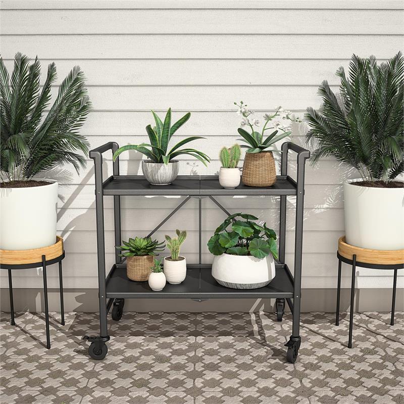 COSCO Outdoor Living Outdoor and Indoor Folding Serving Cart in Black