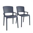 COSCO Outdoor/Indoor Stacking Resin Chair with Square Back  in Navy (2-Pack)