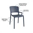 COSCO Outdoor/Indoor Stacking Resin Chair with Square Back  in Navy (2-Pack)