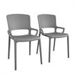 COSCO Outdoor/Indoor Stacking Resin Chair with Square Back in Gray (2-Pack)