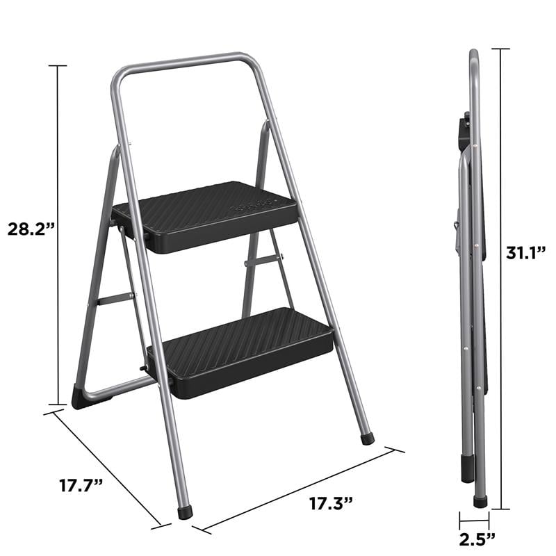 COSCO 2-Step Household Folding Step Stool ANSI Type 3 in Platinum
