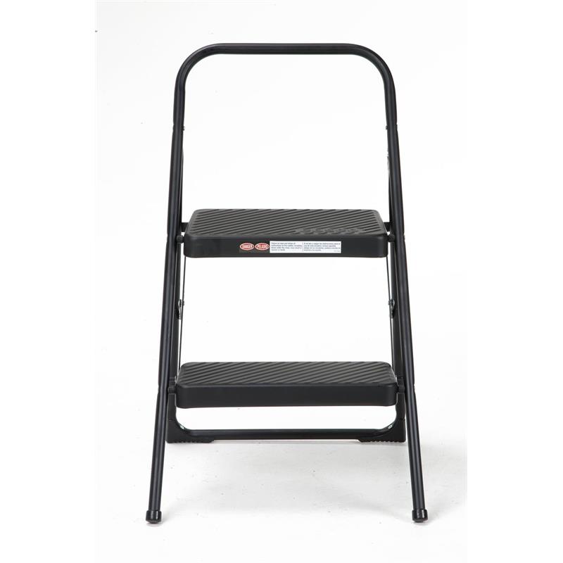 COSCO Two-Step Modern Metal Gray Household Folding Step Stool Reach Height