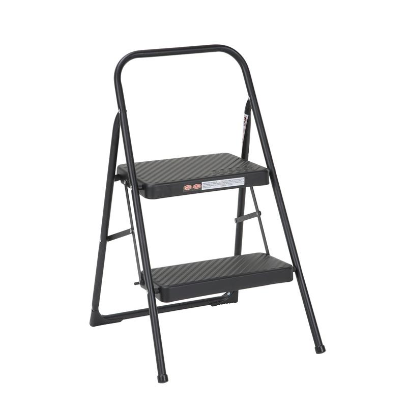COSCO Two-Step Modern Metal Gray Household Folding Step Stool Reach Height