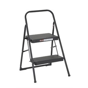 COSCO Two-Step Modern Metal Gray Household Folding Step Stool Reach Height