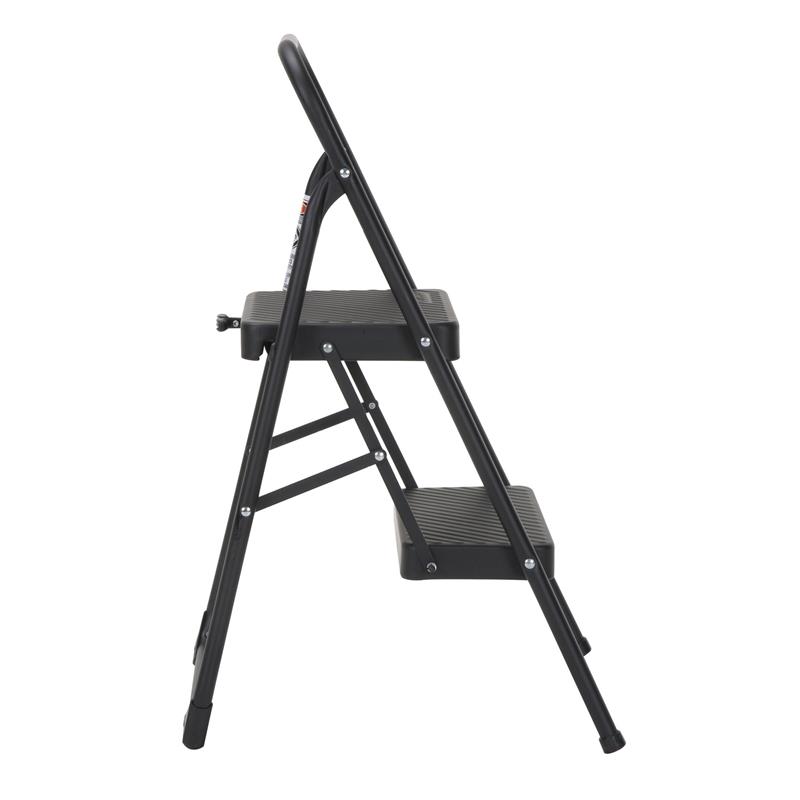 COSCO Two-Step Modern Metal Gray Household Folding Step Stool Reach Height