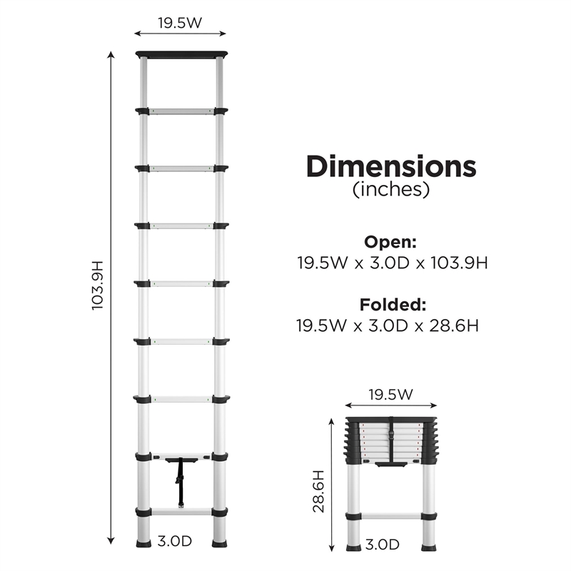 COSCO SmartClose 8.5-ft Telescopic Ladder with Ergonomic Grips and Top Cap