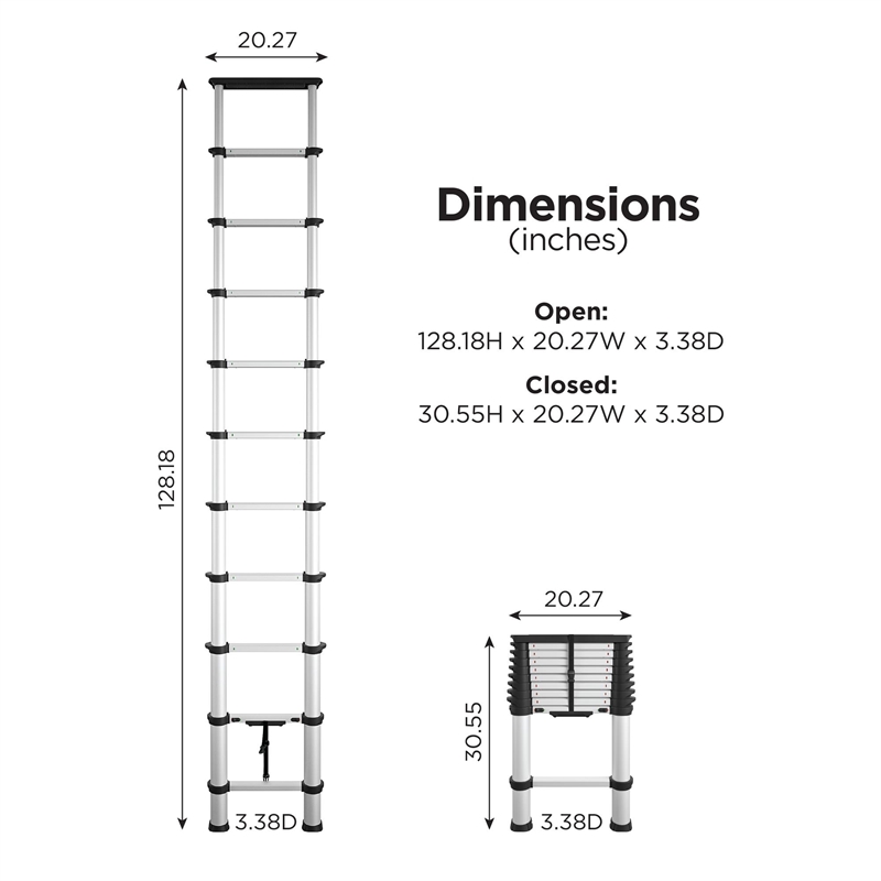 COSCO SmartClose 14-ft Telescoping Ladder with Ergonomic Grips and Top Cap