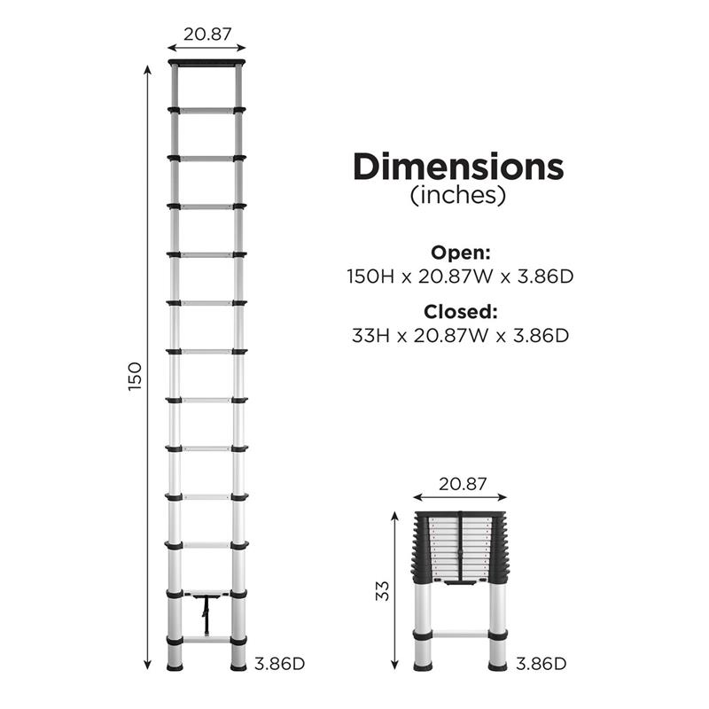 COSCO SmartClose 16-ft Telescoping Ladder with Ergonomic Grips and Top Cap
