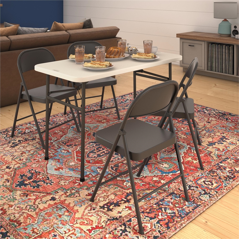 COSCO SmartFold All-Steel Folding Chair in Black (4-Pack)