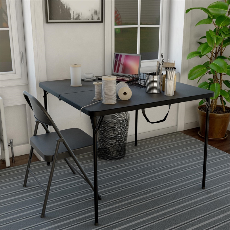 COSCO SmartFold All-Steel Folding Chair in Black (4-Pack)