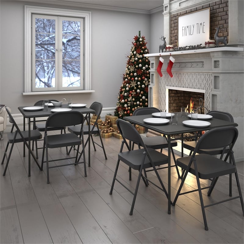 COSCO SmartFold All-Steel Folding Chair in Black (4-Pack)
