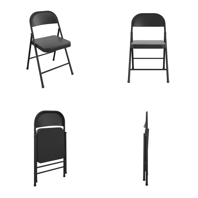 COSCO SmartFold All-Steel Folding Chair in Black (4-Pack)
