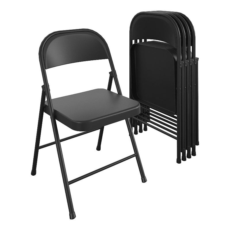 COSCO SmartFold All-Steel Folding Chair in Black (4-Pack)
