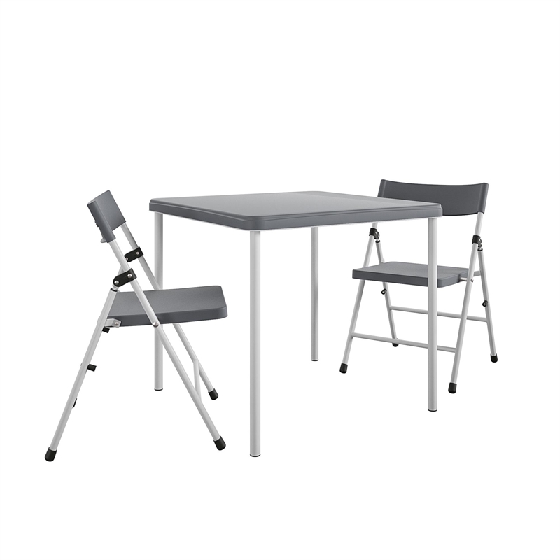 COSCO Kid's Activity Set with Folding Chairs in Gray & White (3-Piece Set)