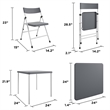 COSCO Kid's Activity Set with Folding Chairs in Gray & White (3-Piece Set)