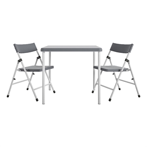 COSCO Kid's Activity Set with Folding Chairs in Gray & White (3-Piece Set)