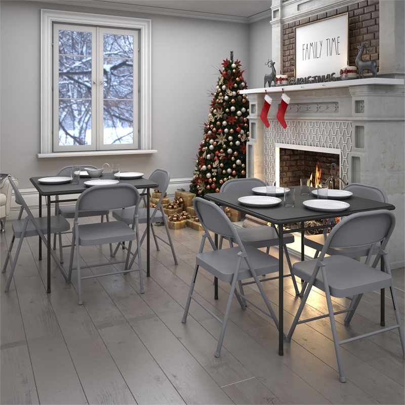 COSCO SmartFold All-Steel Folding Chair in Grey (4-Pack)