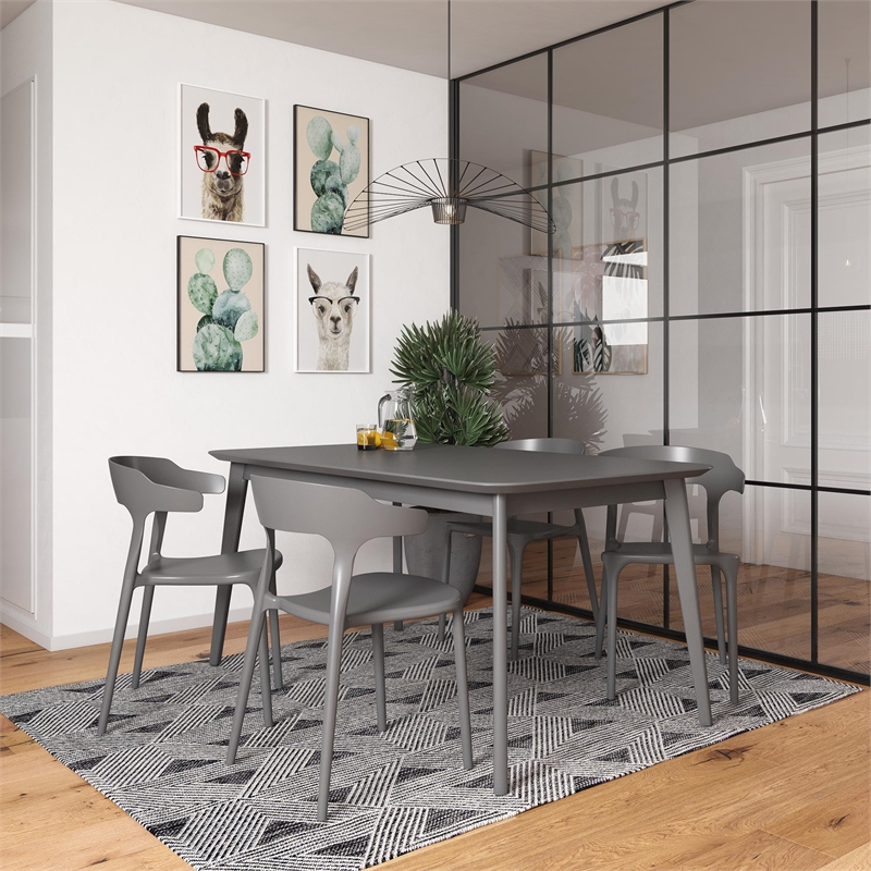 Novogratz Poolside Collection Felix Stacking Dining Chairs in Charcoal (4-Pack)