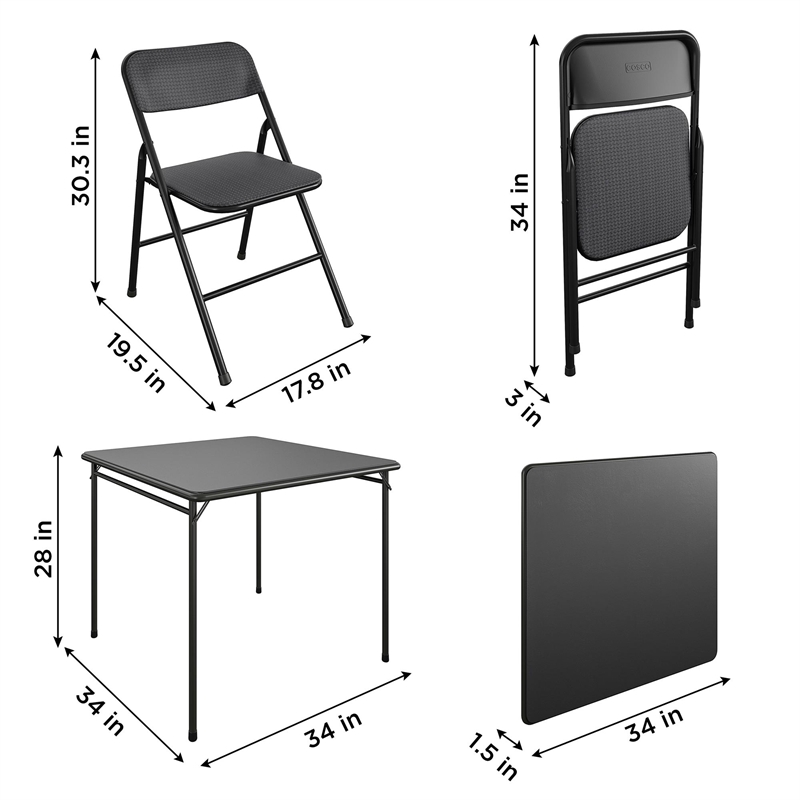 COSCO Premium 5-Piece Folding Fabric Dining Set & 34