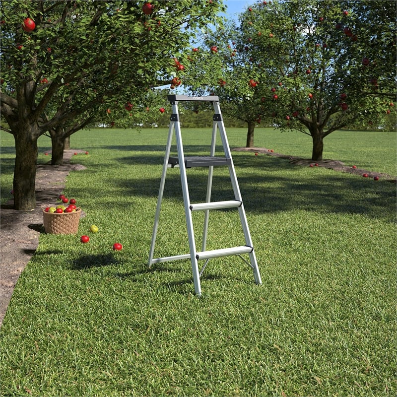 COSCO 3-Step 5' Lite Solutions Folding Step Stool 225 lb. Capacity - Aluminum