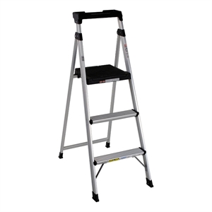COSCO 3-Step 5' Lite Solutions Folding Step Stool 225 lb. Capacity - Aluminum