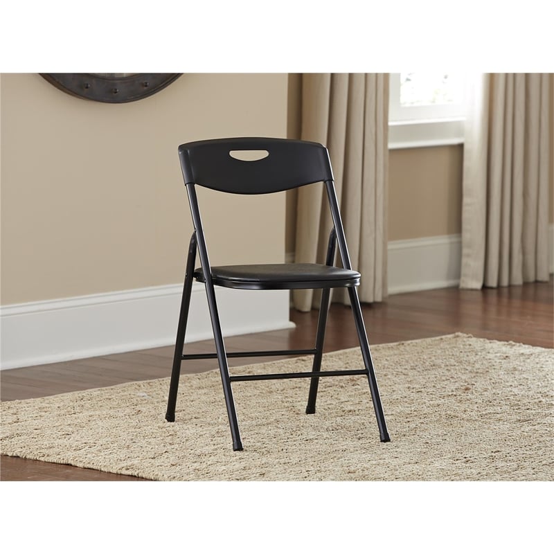 Cosco 5 Piece Vinyl Folding Table Set in Black