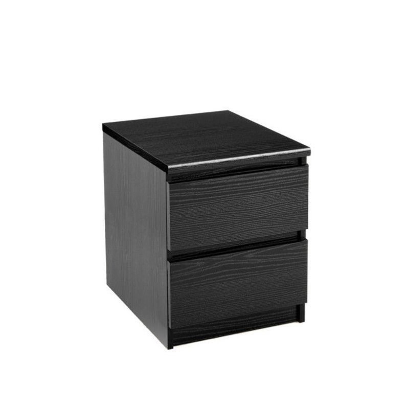 3 Piece Bedroom Set with 6-Drawer Double Dresser and Two Night Stands in Black Woodgrain