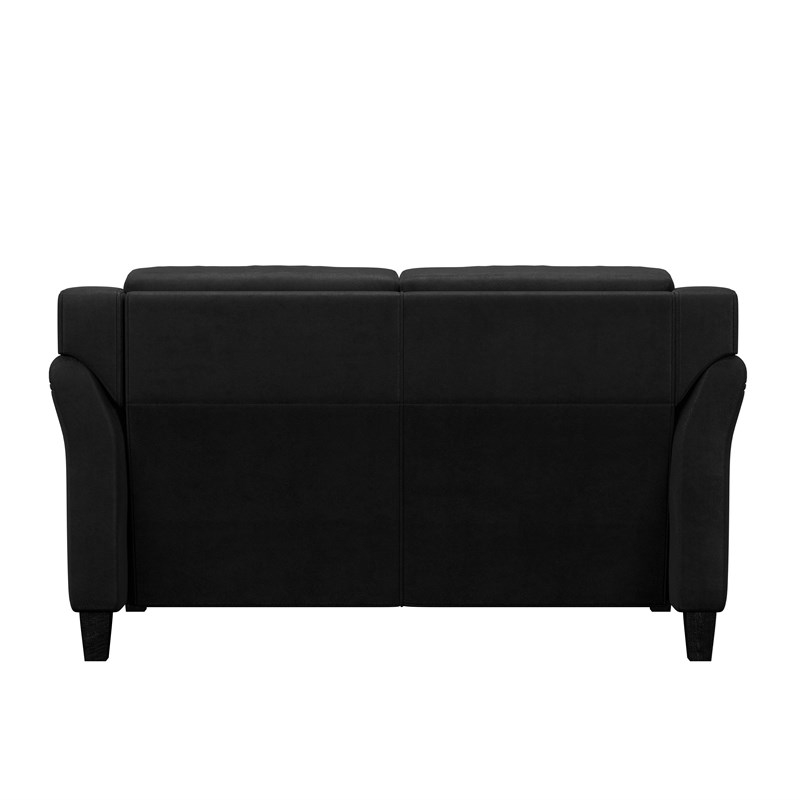Home Square Transitional 2 Piece Set with Sofa and Loveseat in Black