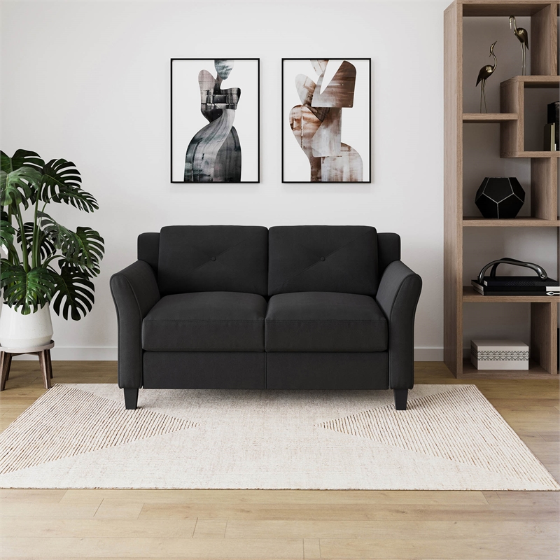 Home Square Transitional 2 Piece Set with Sofa and Loveseat in Black