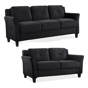 Home Square Transitional 2 Piece Set with Sofa and Loveseat in Black