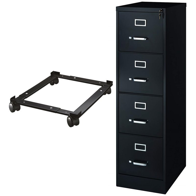 2 Piece Filing Cabinet and File Caddy Set in Black