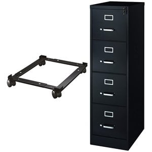 2 Piece Filing Cabinet and File Caddy Set in Black