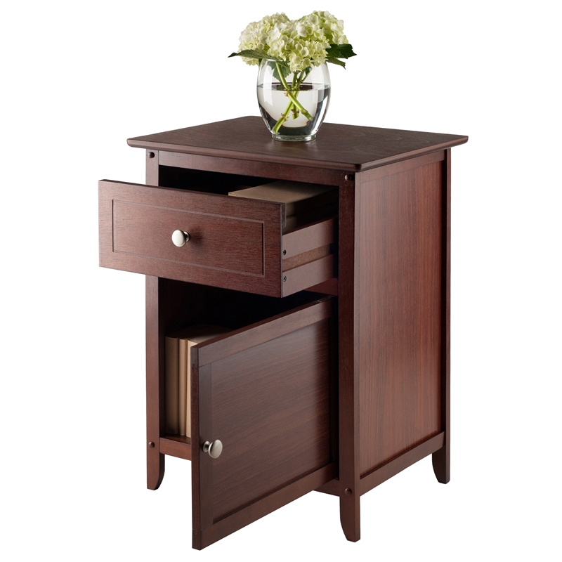 Set of 2 Nightstand in Antique Walnut