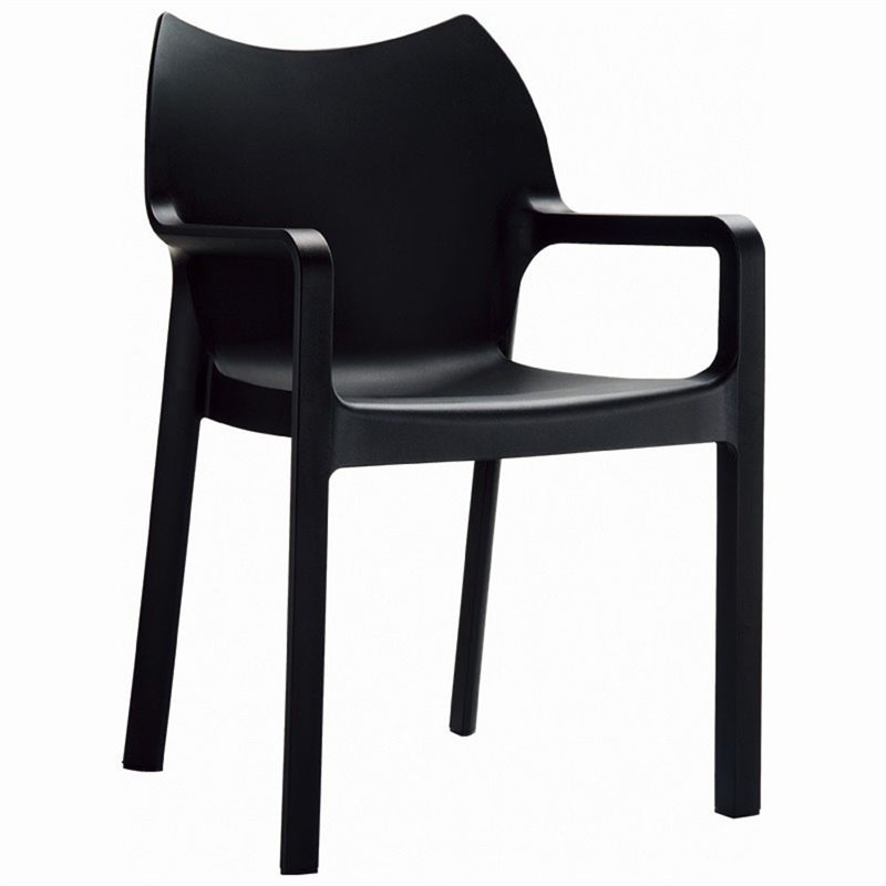 5 Piece Patio Dining Set with Resin Dining Table and Dining Chair in Black