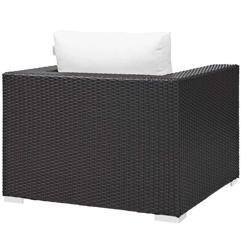 Home Square 2 Piece Rattan and Aluminum Outdoor Patio Chair Set - Espresso/White