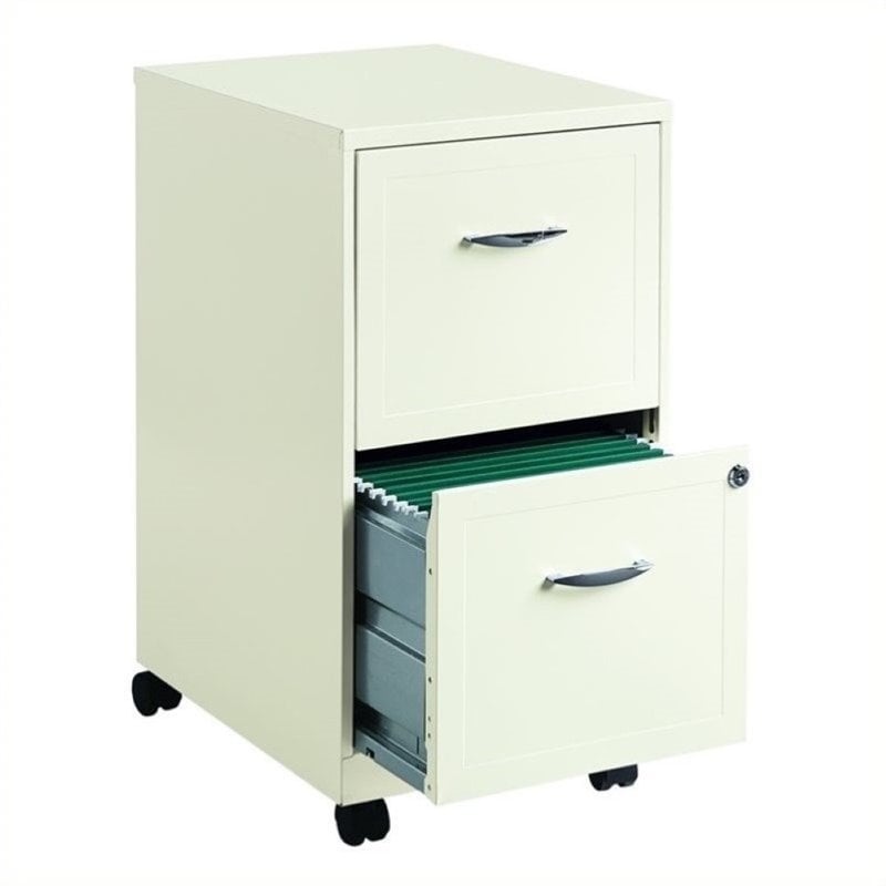 Set of 2 Mobile Filing Cabinets in White