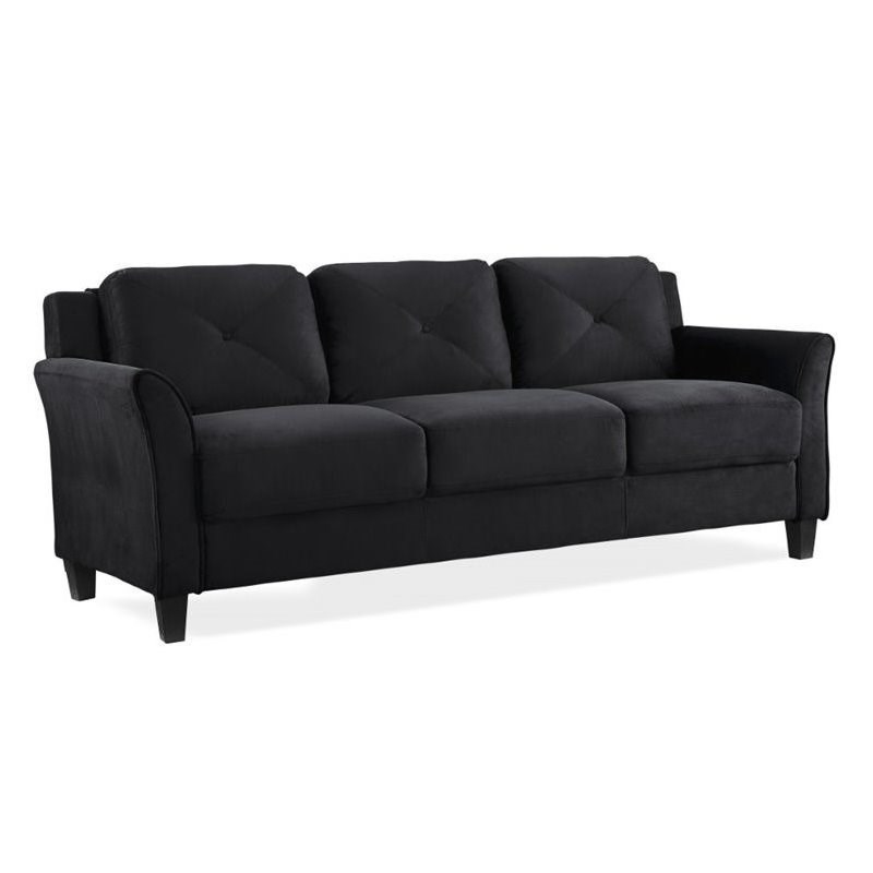 2 Piece Living Room Sofa and Loveseat Set in Black