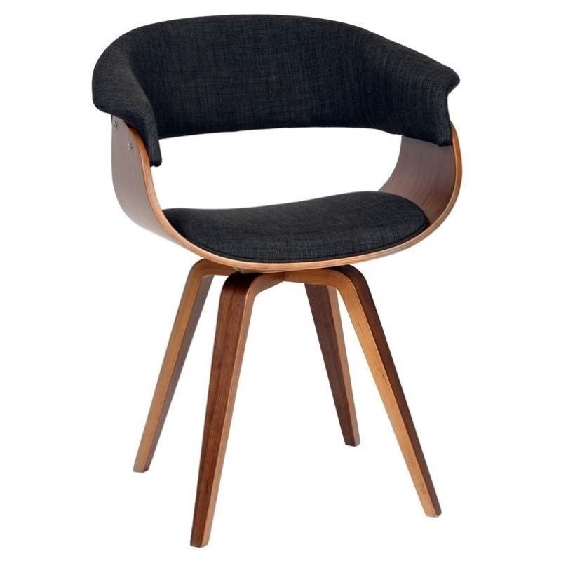 Mid-Century Modern 2 Piece Fabric Upholstered Accent Chair in Charcoal