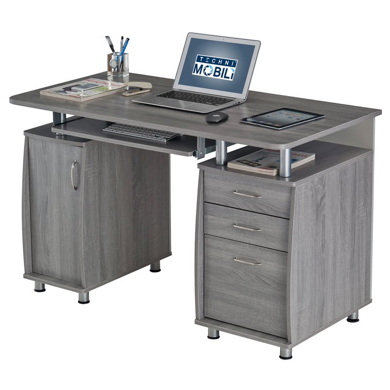 2 Piece Office Set with Office Chair and Desk in Gray and Black