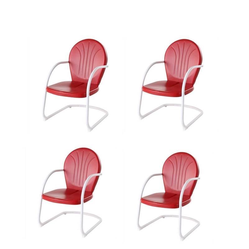 (Set of 4) Metal Arm Chair in Red