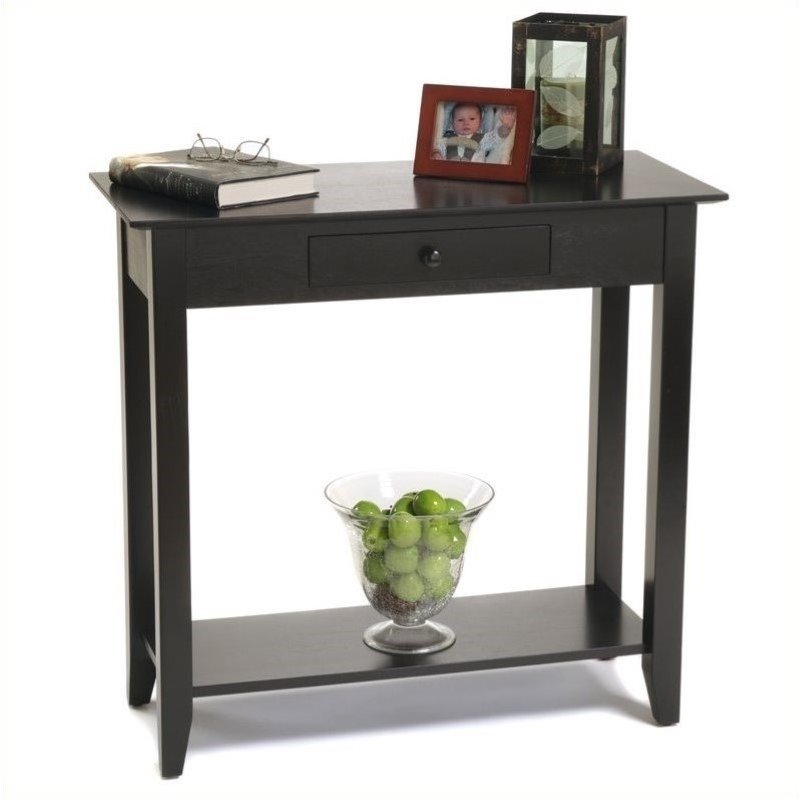 3 Piece Living Room Table Set with Hall Table and (Set of 2) End Tables in Black