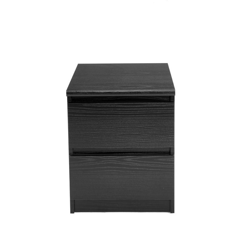 Home Square 2 Drawer Night Stands in Black Woodgrain (Set of 2) 
