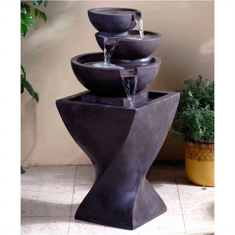 3 Piece Patio Furniture Set with (Set of 2) Patio Rocker and Water Fountain 
