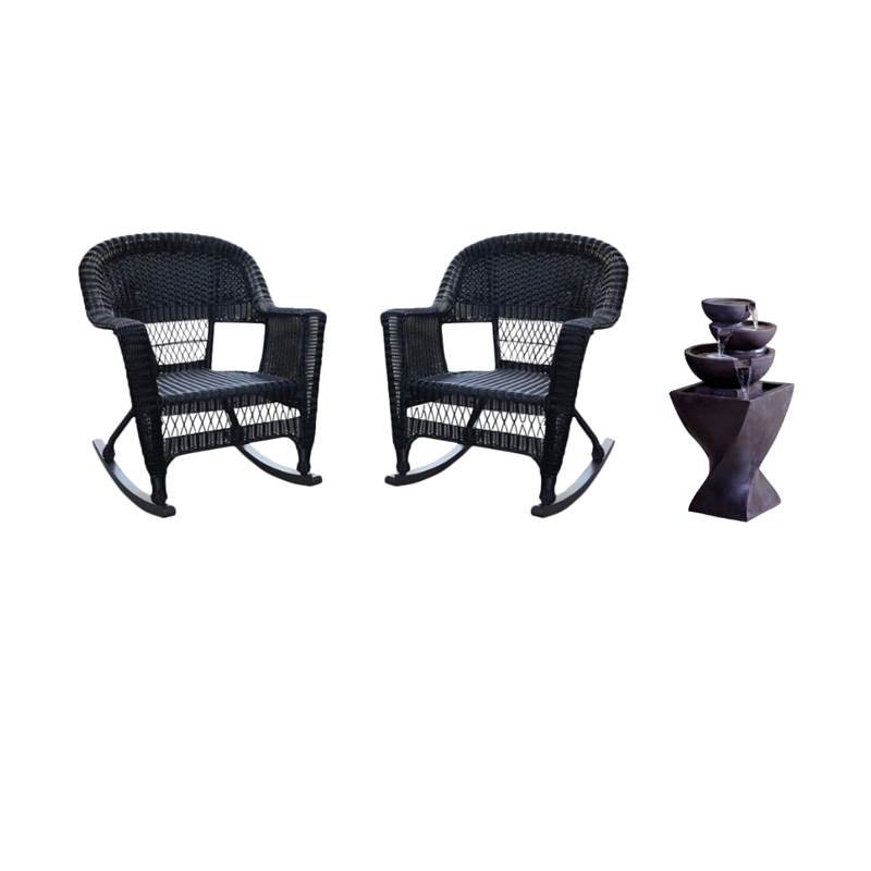 3 Piece Patio Furniture Set with (Set of 2) Patio Rocker and Water Fountain 