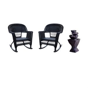 3 Piece Patio Furniture Set with (Set of 2) Patio Rocker and Water Fountain 