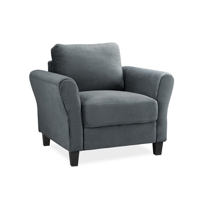 3 Piece Sofa Set with Sofa, Loveseat, and Accent Chair in Dark Gray