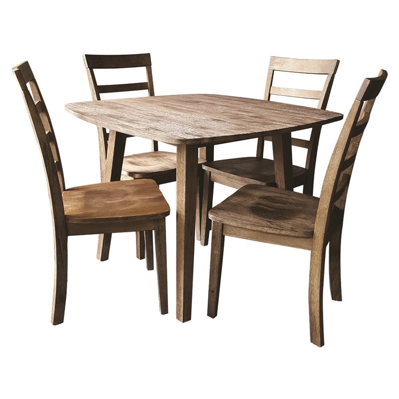 6 Piece Dining Set with 4 Chairs Dining Table and Kitchen Cart in Sonoma Gray