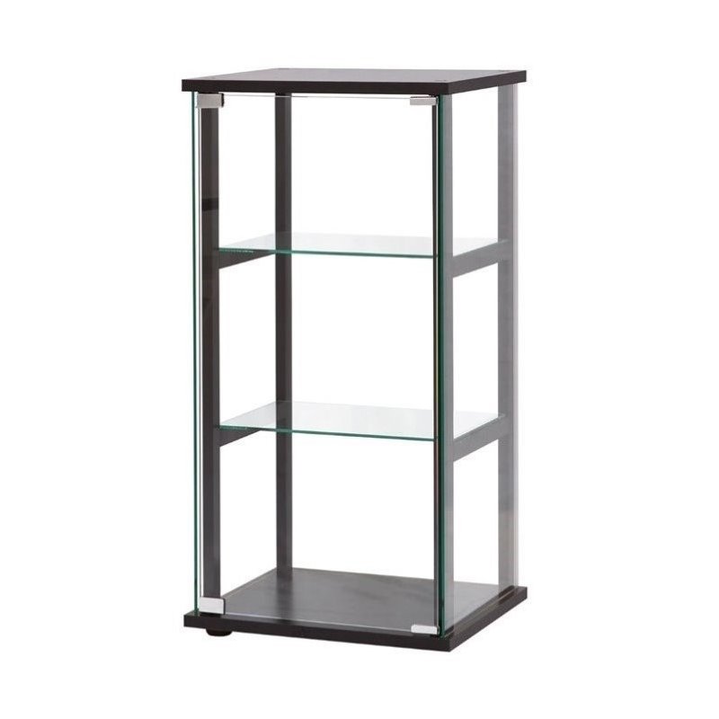 (Set of 2) Contemporary Glass Curio Cabinet in Black