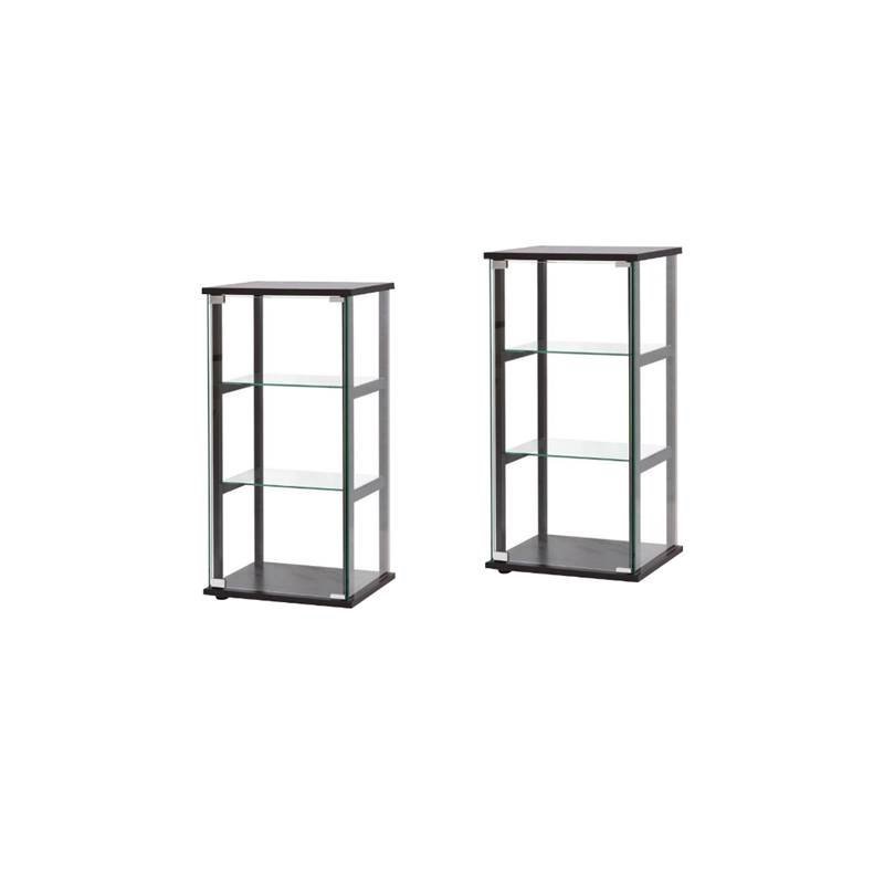 (Set of 2) Contemporary Glass Curio Cabinet in Black