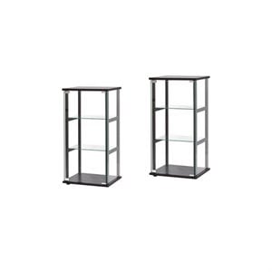 (Set of 2) Contemporary Glass Curio Cabinet in Black